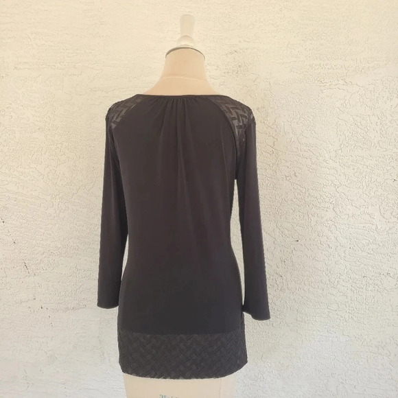 Ellen Tracy Keyhole Gold Button 3/4 Sleeves Black - Picture 4 of 10